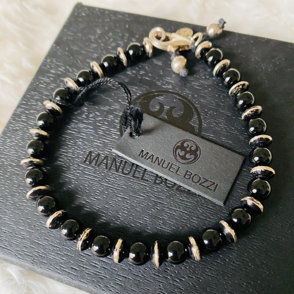 Manuel Bozzi - Men's Bracelet - Black & Silver 8"